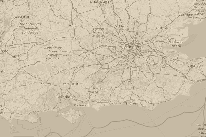 Map of the area around From Normandy in Surrey, with the reported position circled