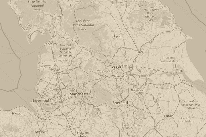 Map of the area around bradford, with the reported position circled