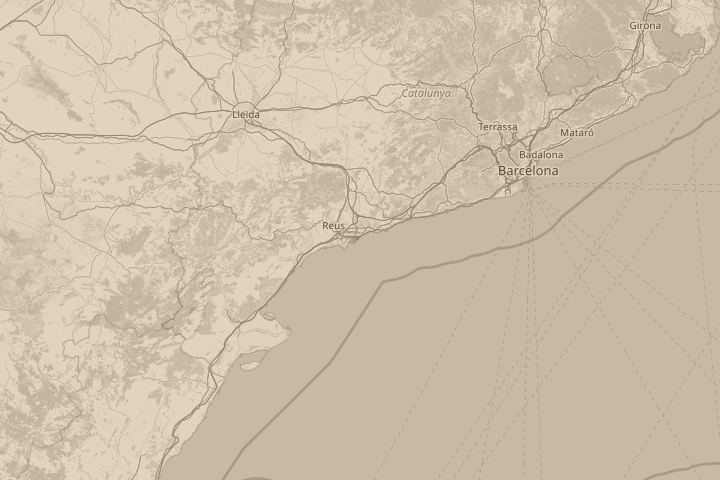 Map of the area around Salou/Spain, with the reported position circled