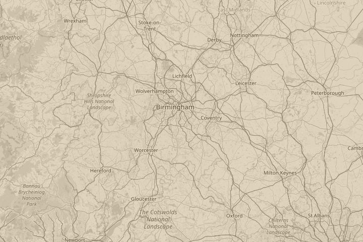 Map of the area around Flying over our houses, with the reported position circled
