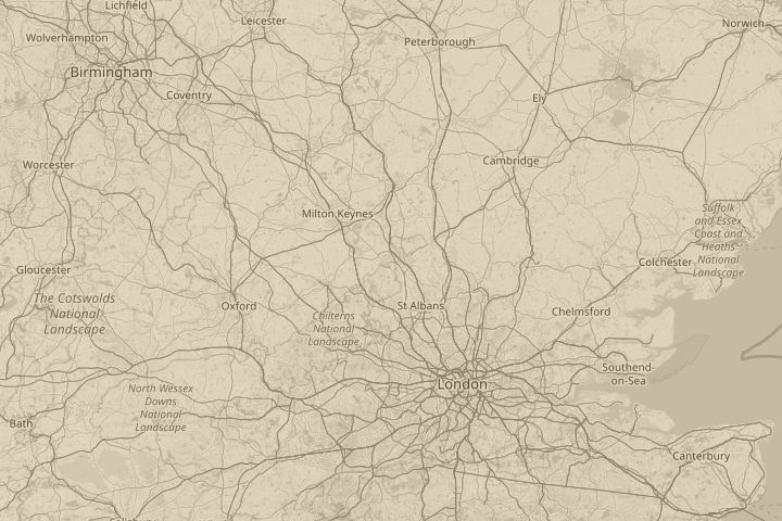 Map of the area around Luton, with the reported position circled