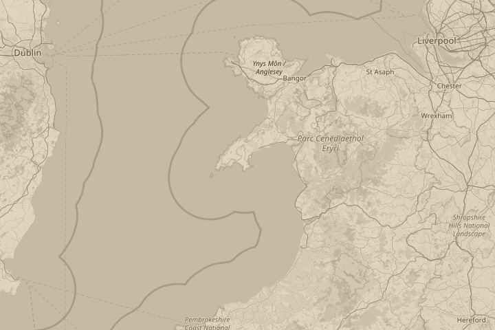 Map of the area around Abersoch, with the reported position circled