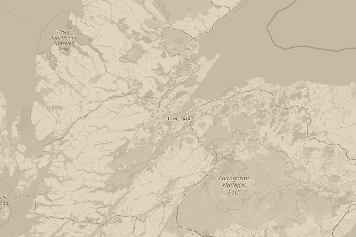 Map of the area around Inverness, with the reported position circled