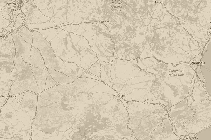 Map of the area around Rojales, Spain, with the reported position circled