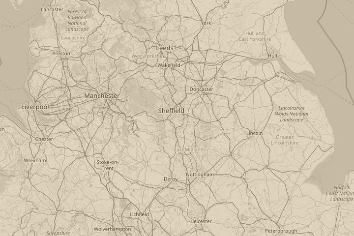 Map of the area around newcastle upon tyne, with the reported position circled