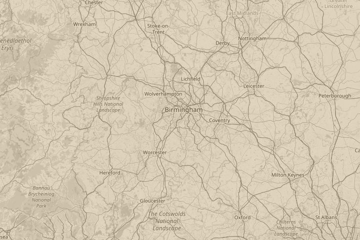 Map of the area around kings norton, birmingham,uk, with the reported position circled