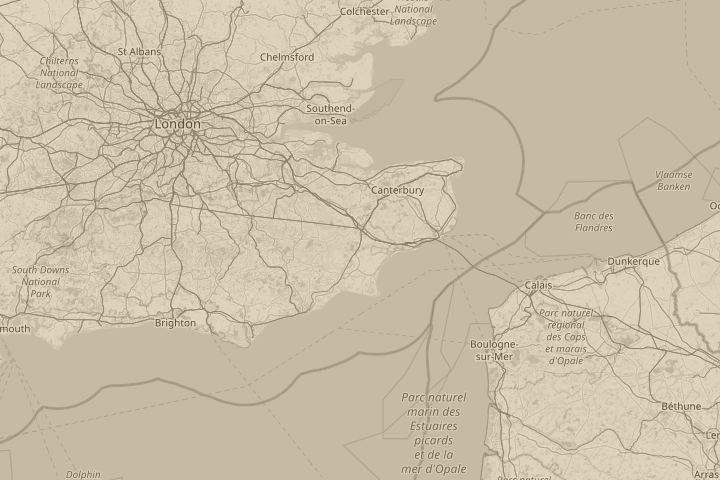 Map of the area around over ashford kent, with the reported position circled