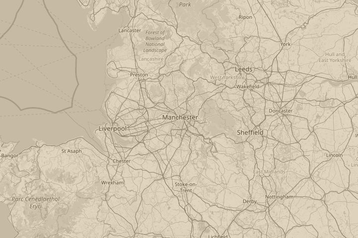 Map of the area around hulme, manchester, england, uk, with the reported position circled