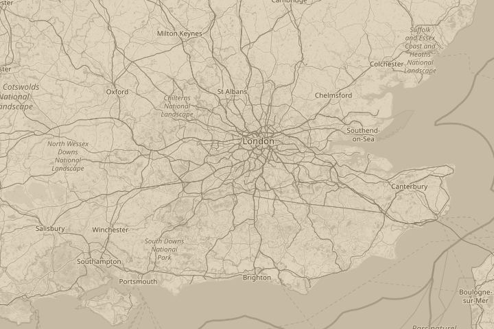Map of the area around Morden, Surrey, with the reported position circled