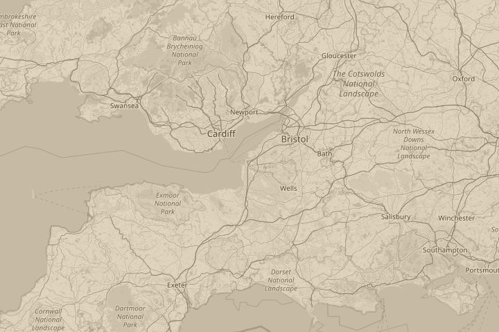 Map of the area around Weston-Super-Mare, with the reported position circled