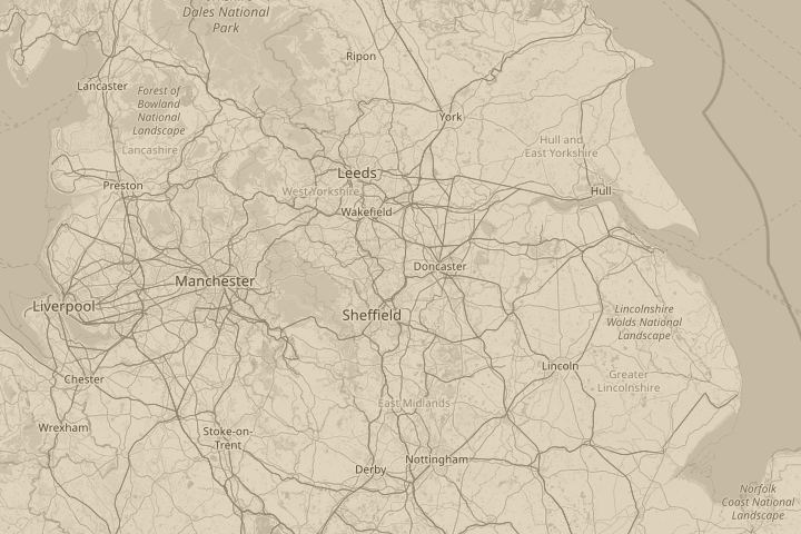 Map of the area around Bolton-Upon-Dearne, with the reported position circled