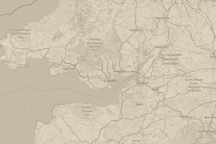 Map of the area around caerphilly, with the reported position circled