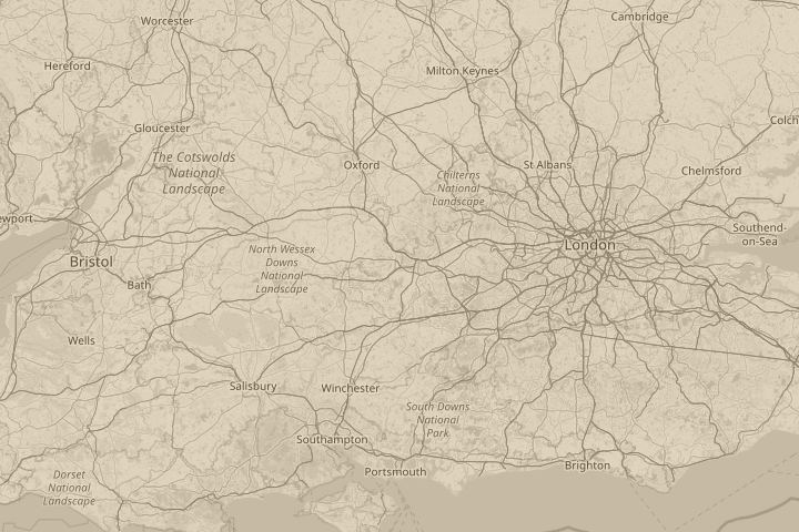 Map of the area around Reading, with the reported position circled