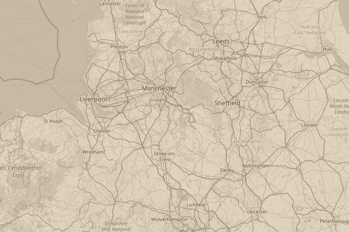 Map of the area around over Kerridge hill Rainow, with the reported position circled