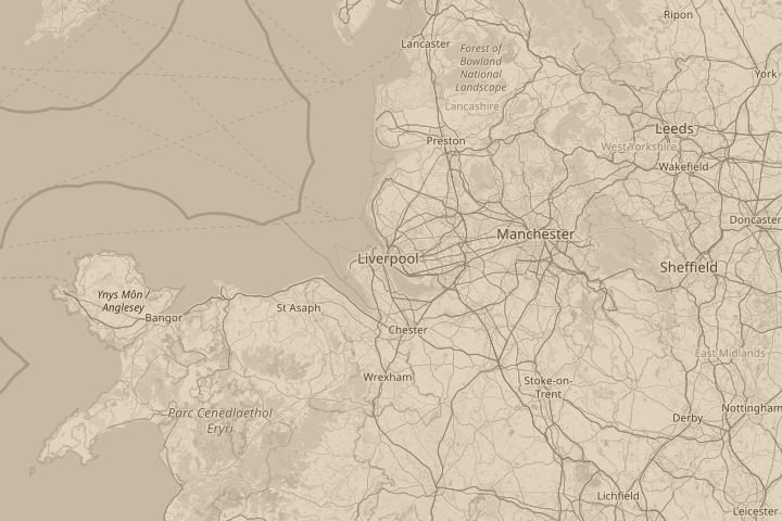 Map of the area around Liverpool/UK, with the reported position circled