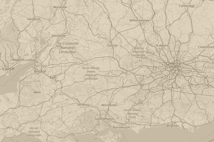 Map of the area around On the M4 Motorway, with the reported position circled