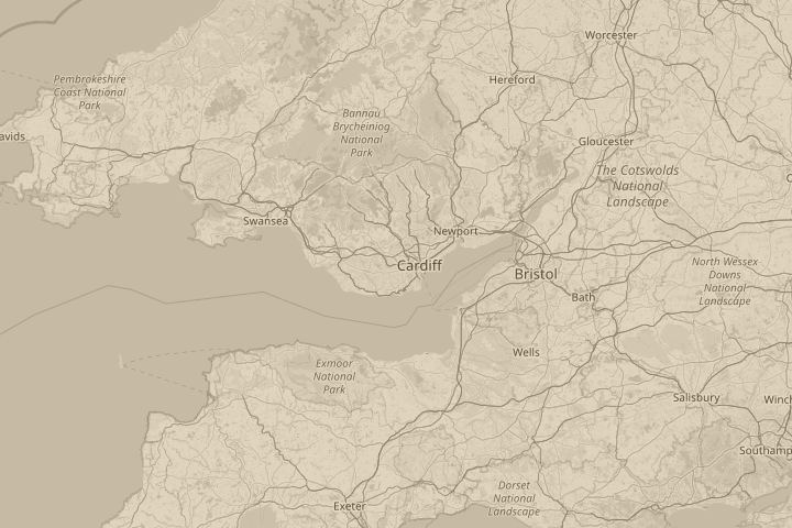 Map of the area around Magor, Gwent, with the reported position circled