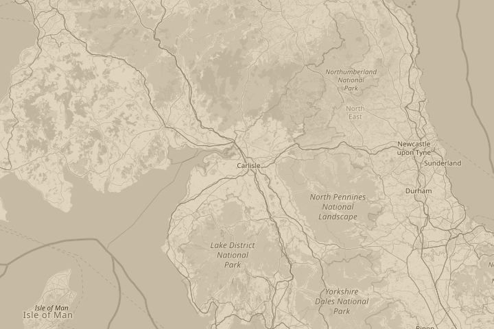 Map of the area around above carlisle,cumbria,uk, with the reported position circled