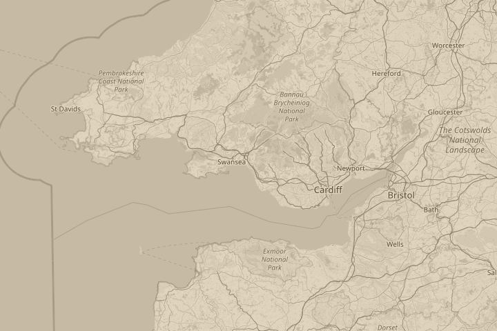 Map of the area around porttalbot,south wales., with the reported position circled
