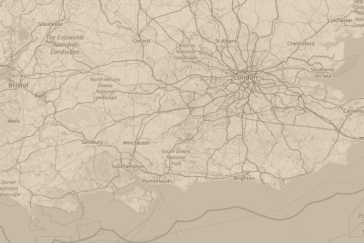 Map of the area around Farnham, with the reported position circled