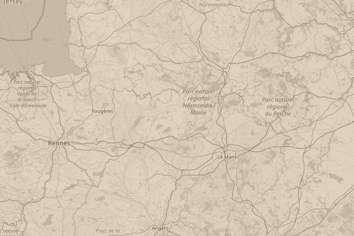 Map of the area around france, with the reported position circled