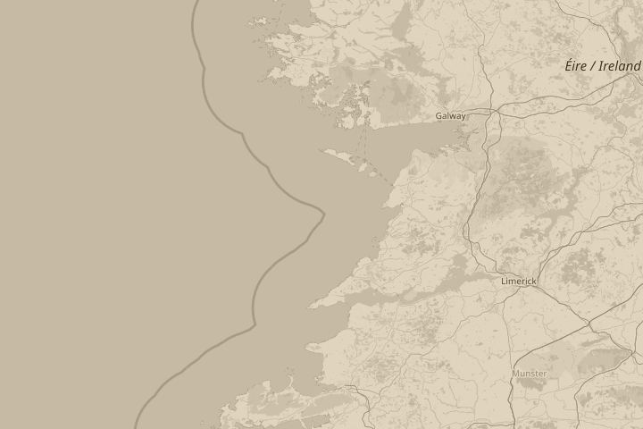 Map of the area around Cappamore, Limerick, Ireland, with the reported position circled