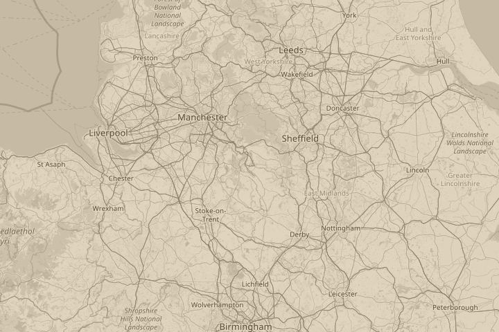 Map of the area around over the hills in buxton, with the reported position circled