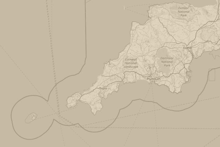 Map of the area around in my town in the sky?, with the reported position circled