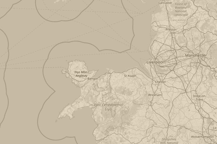 Map of the area around Conwy Valley North Wales, with the reported position circled