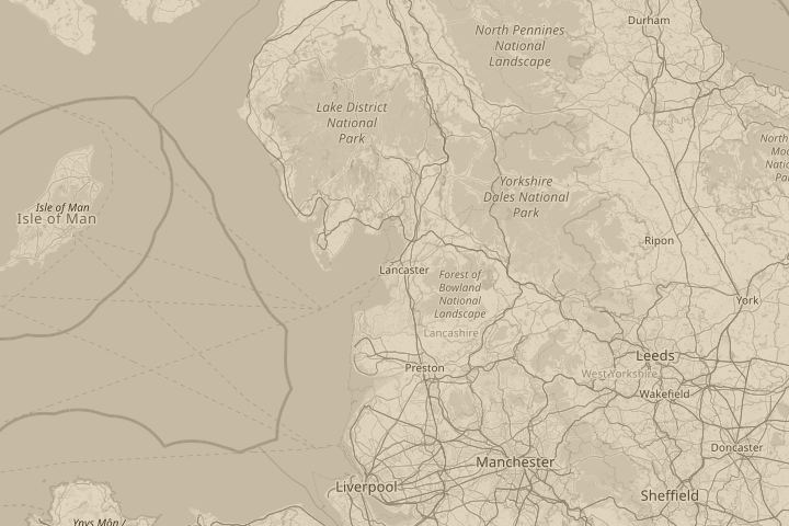 Map of the area around morecambe, with the reported position circled