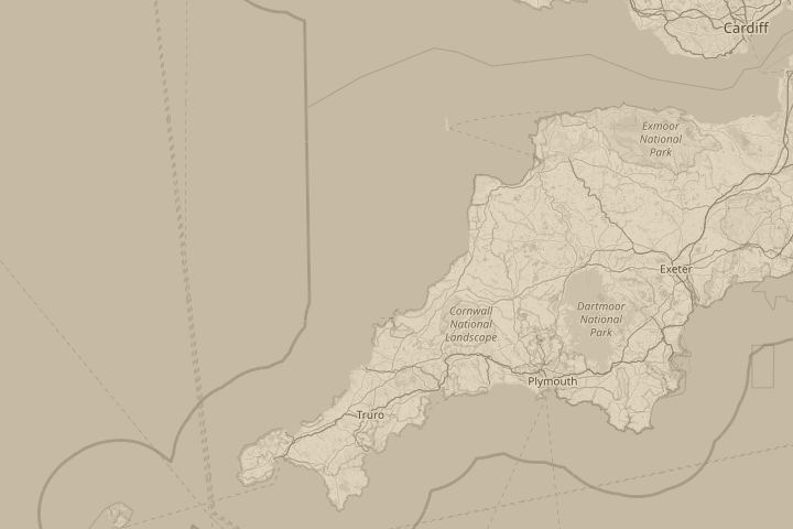 Map of the area around N.Devon England, with the reported position circled
