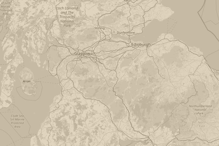 Map of the area around north of crossford, UK, with the reported position circled