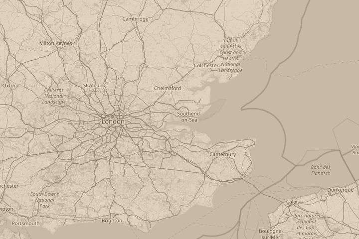 Map of the area around England, Essex, Canvey Island, with the reported position circled
