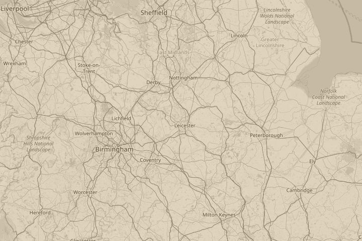 Map of the area around in the sky, with the reported position circled