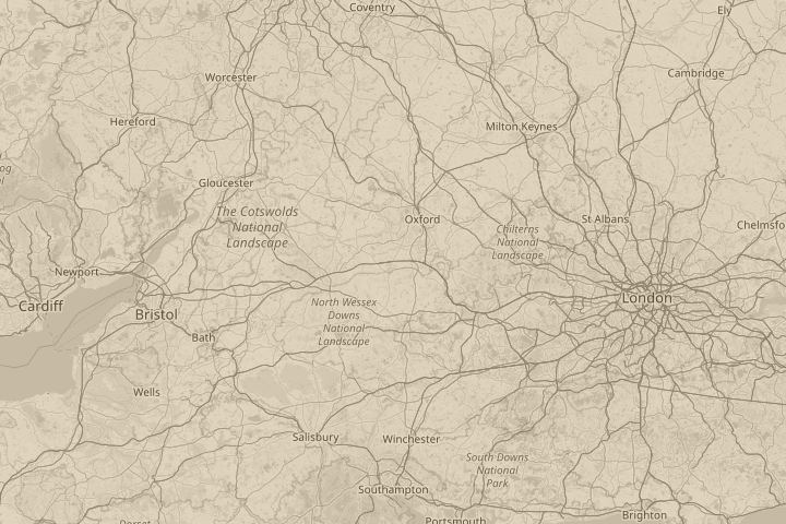 Map of the area around Bromley, with the reported position circled