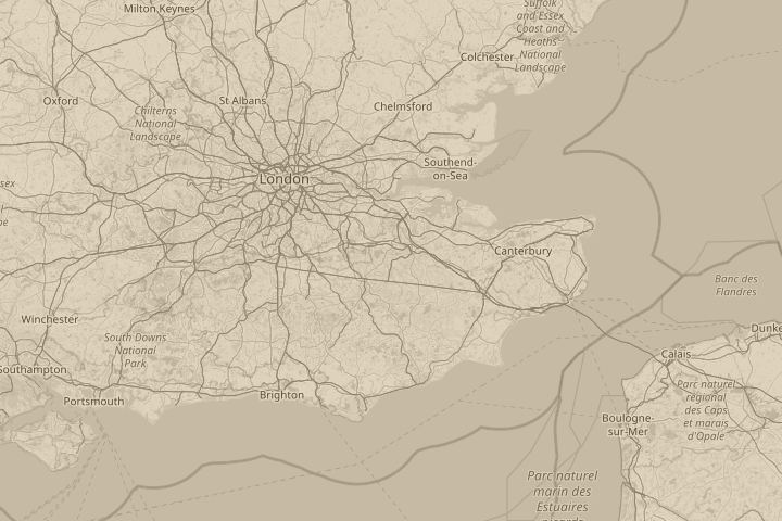 Map of the area around nettlestead, with the reported position circled