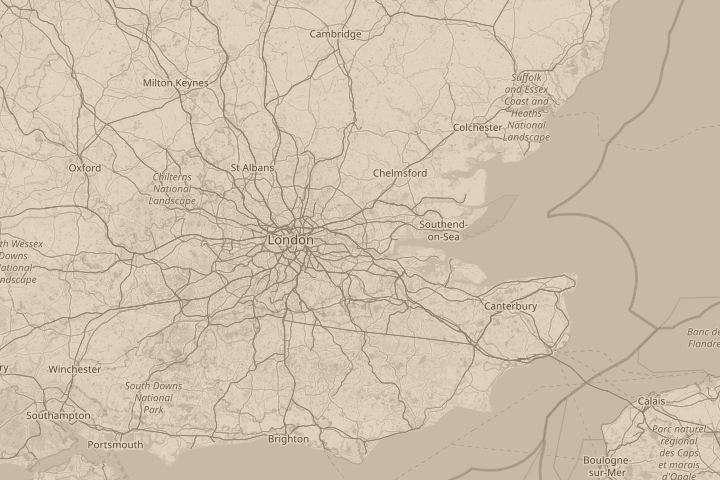 Map of the area around Aveley, Essex, with the reported position circled
