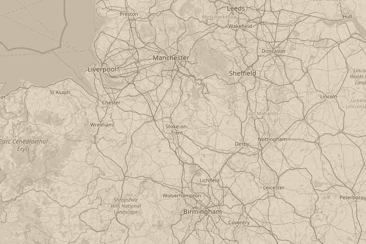 Map of the area around STOKE ON TRENT, with the reported position circled
