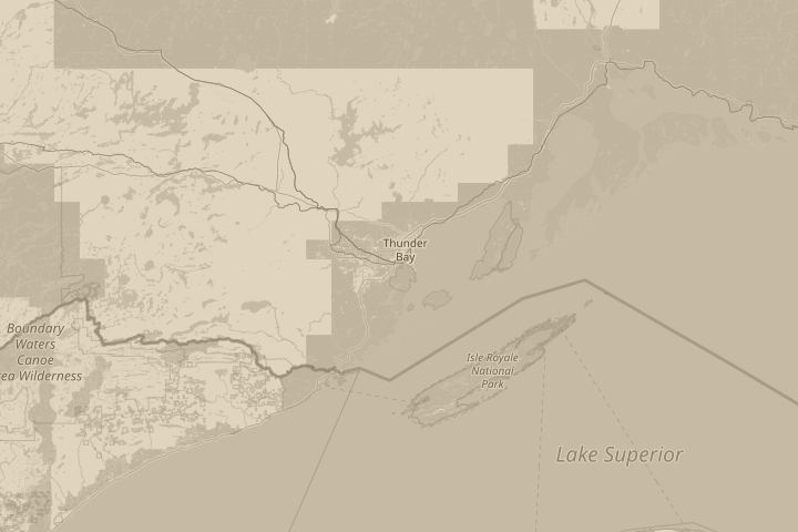 Map of the area around canada/ontario/thunderbay, with the reported position circled