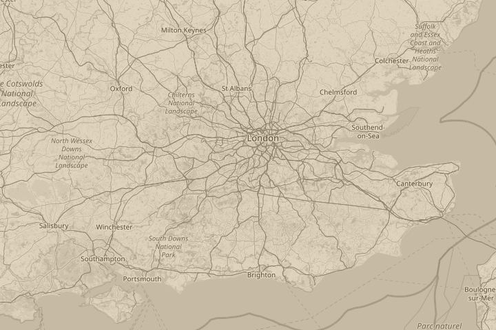 Map of the area around Worcester Park, Surrey, UK, with the reported position circled