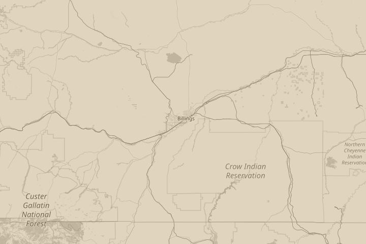 Map of the area around eastern sky billings MT, with the reported position circled