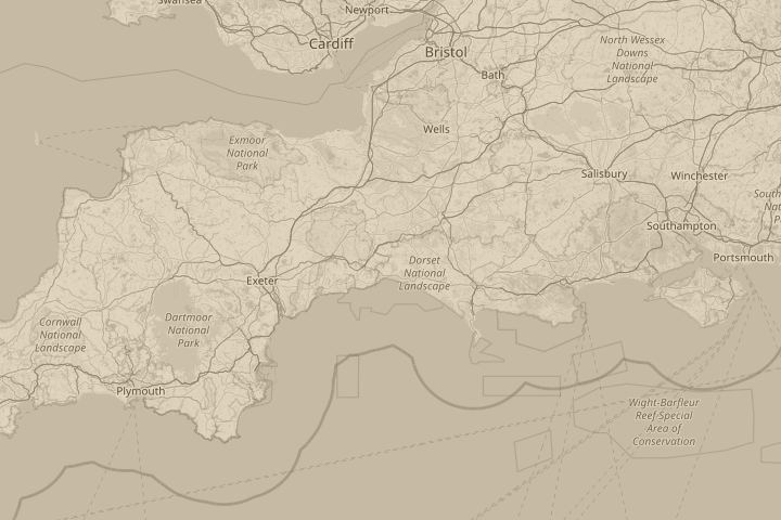 Map of the area around South Coast, with the reported position circled