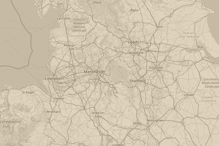 Map of the area around Hadfield, with the reported position circled