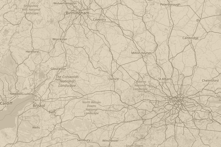Map of the area around Yarnton, Oxfordshire, with the reported position circled