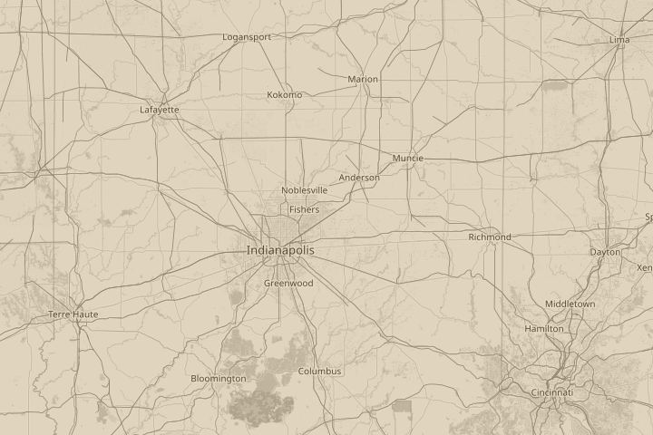 Map of the area around 3888 W 900 N McCordsville, IN, with the reported position circled