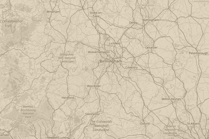 Map of the area around rubery, Birmingham, with the reported position circled