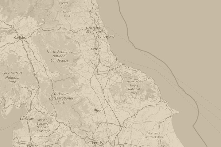 Map of the area around Ingleby Barwick, with the reported position circled