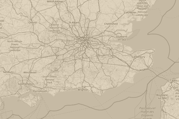 Map of the area around Oxted  Surrey, with the reported position circled