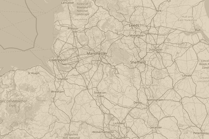 Map of the area around bollington, with the reported position circled