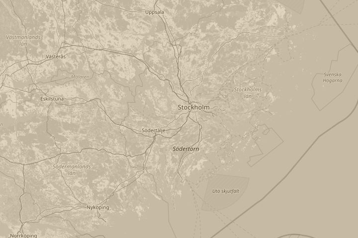 Map of the area around Stockholm, centred on the reported position